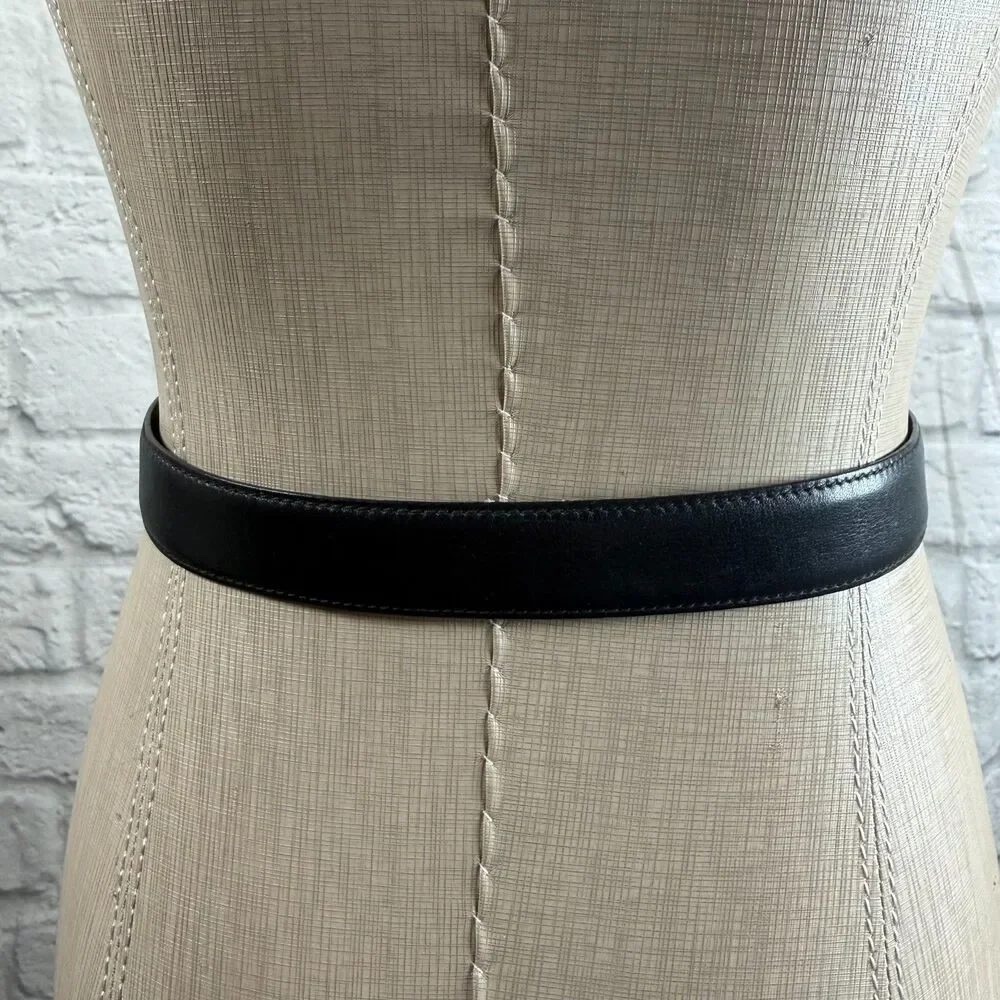 VTG Celine Horse And Carriage Women's Leather Waist Belt 32" Black Made In Italy - Picture 8 of 8